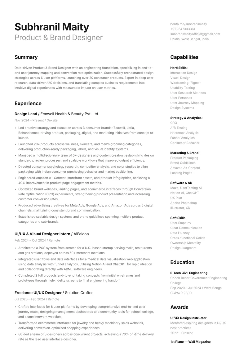 Preview of Subhranil Maity's resume